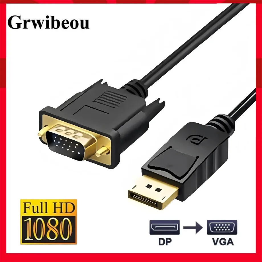 1.8m 1080P DisplayPort To VGA Adapter Cable DP to VGA Male to Male Converter For PC Computer Laptop TV Monitor Projector
1.8m 1080P DisplayPort To VGA Adapter Cable DP to VGA Male to Male Converter For PC Computer Laptop TV Monitor Projector