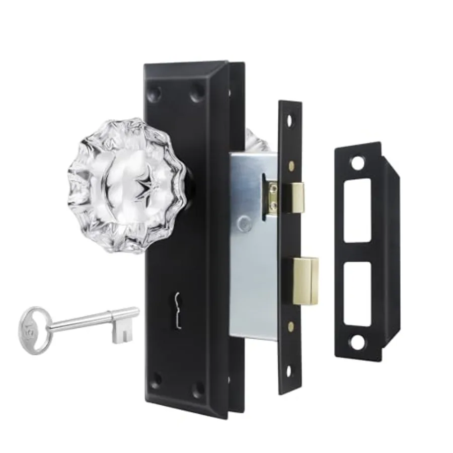 Upgraded Lock Set for Door, Vintage Style Crystal Glass Door Knobs with Lock and Skeleton Key, Old Style Door Knobs Reversible
Upgraded Lock Set for Door, Vintage Style Crystal Glass Door Knobs with Lock and Skeleton Key, Old Style Door Knobs Reversible