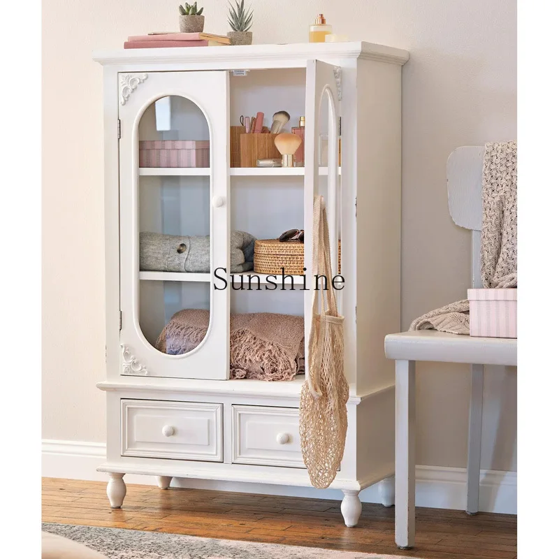 American solid wood carving flower entrance cabinet household white glass door display cabinet
American solid wood carving flower entrance cabinet household white glass door display cabinet
