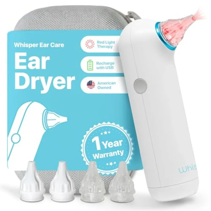 Ear Dryer + Case USA 1 Year Warranty Rechargable Ear Water Drying Aid with Red Light Therapy Delivers Gentle Warm Air to the Ea
Ear Dryer + Case USA 1 Year Warranty Rechargable Ear Water Drying Aid with Red Light Therapy Delivers Gentle Warm Air to the Ea