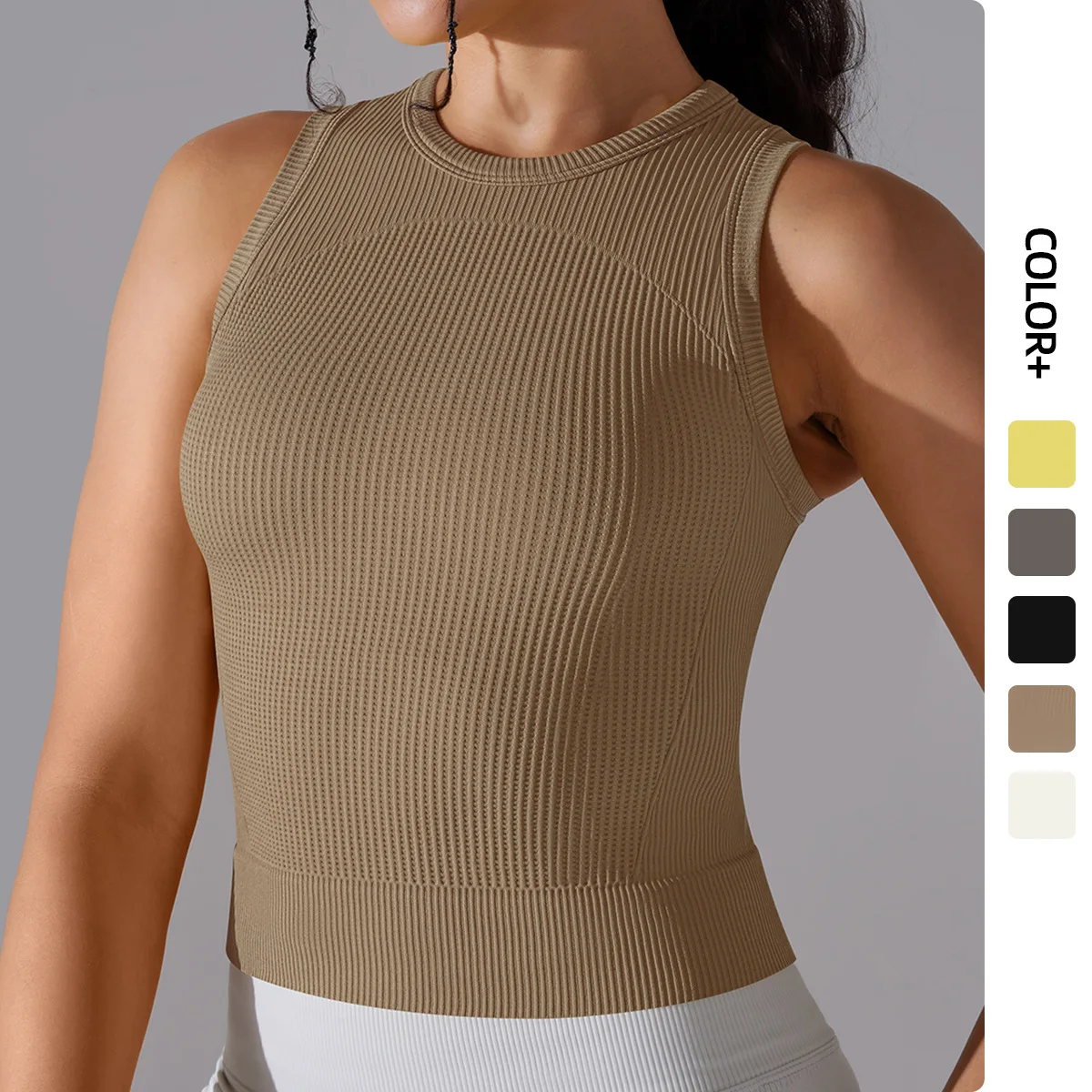 Crop Top Women Athletic Sports Tank Seamless Streetwear Elastic Rib-Knit Sleeveless Yoga Vest Tee Stretchy Gym Tight
Crop Top Women Athletic Sports Tank Seamless Streetwear Elastic Rib-Knit Sleeveless Yoga Vest Tee Stretchy Gym Tight