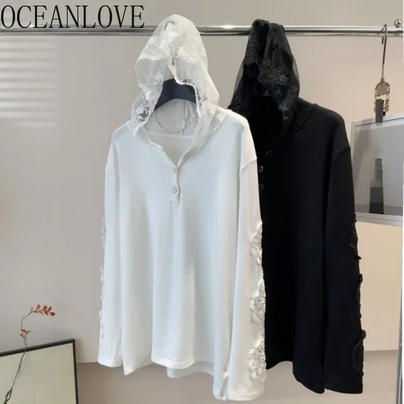OCEANLOVE кружевная футболка с капюшоном для женщин, весенне-осенняя винтажная элегантная Ropa De Mujer, корейская модная милая однотонная футболка
OCEANLOVE кружевная футболка с капюшоном для женщин, весенне-осенняя винтажная элегантная Ropa De Mujer, корейская модная милая однотонная футболка