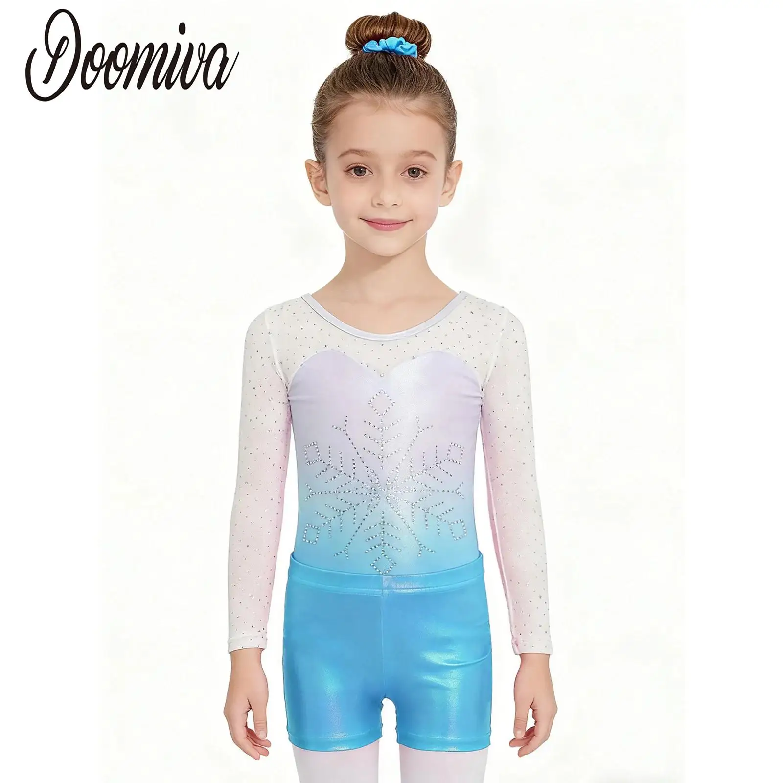 Детские гимнастические костюмы для девочек, балетные танцевальные наряды, прозрачные сетчатые лоскутные купальники с длинными рукавами и стразами, металлические шорты, головной убор
Детские гимнастические костюмы для девочек, балетные танцевальные наряды, прозрачные сетчатые лоскутные купальники с длинными рукавами и стразами, металлические шорты, головной убор