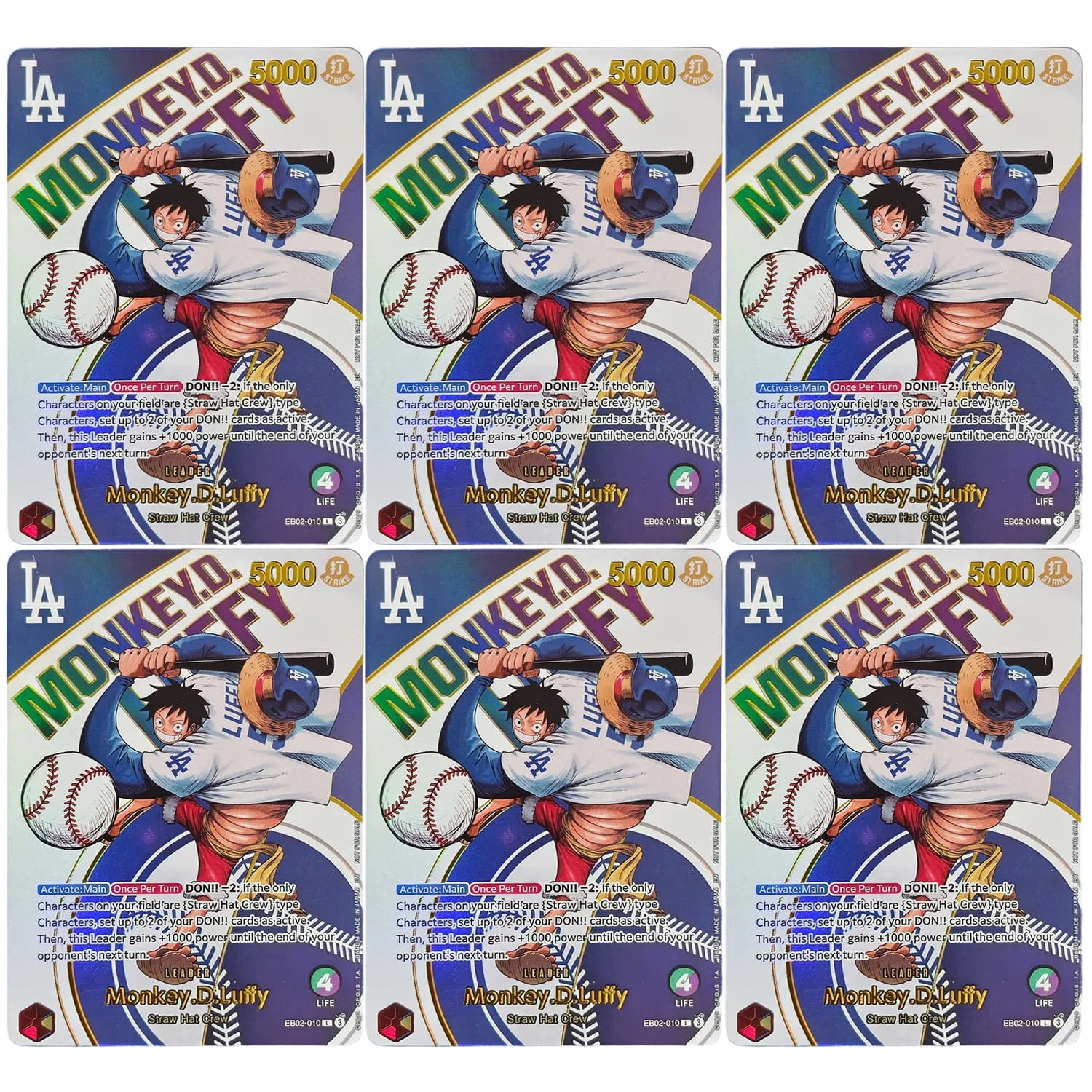 Homemade English One Piece Night returns to the ballpark Luffy EB02-010 Baseball Series Game Collection Card Toy
Homemade English One Piece Night returns to the ballpark Luffy EB02-010 Baseball Series Game Collection Card Toy
