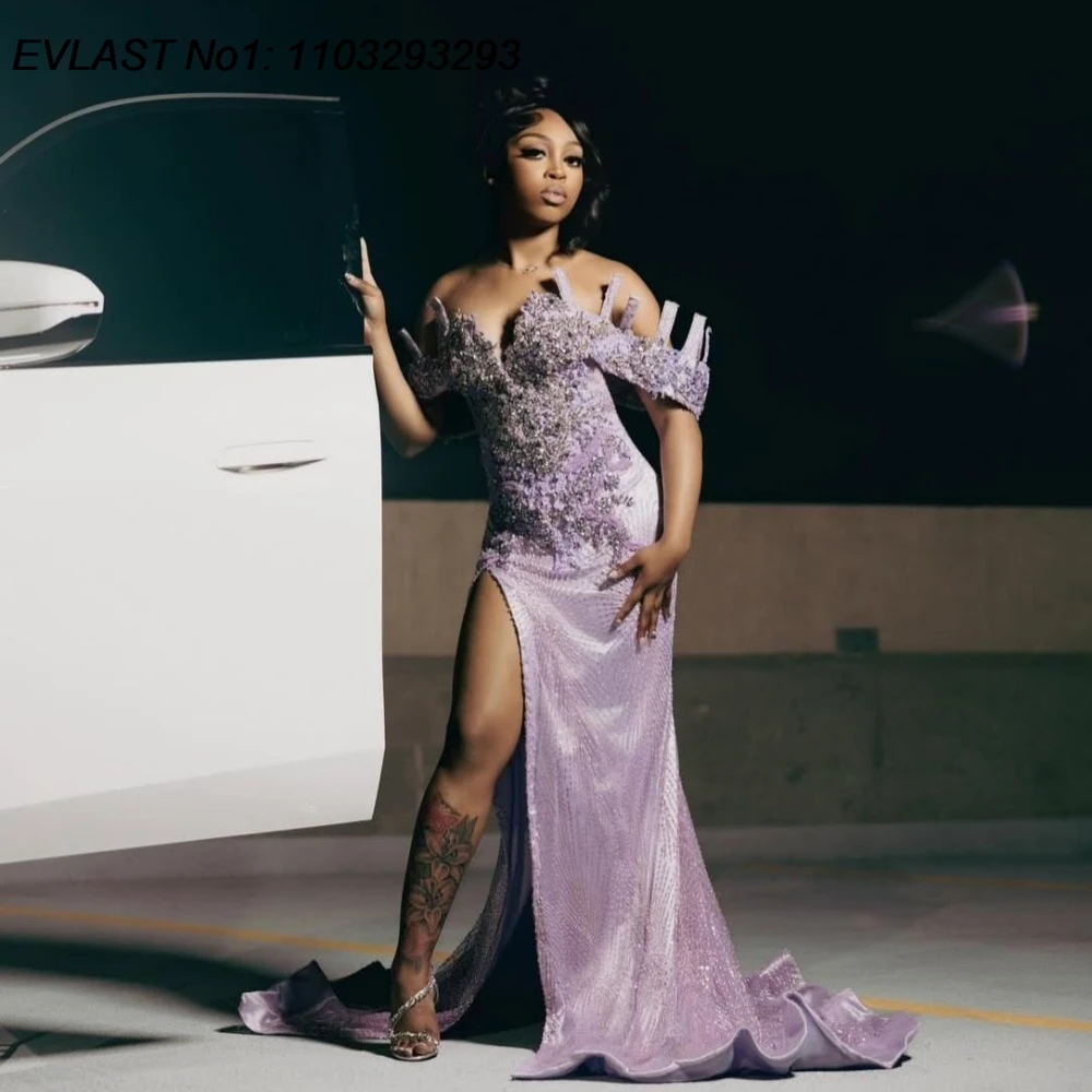 EVLAST Customized Shiny Lavender Mermmaid Prom Dress 2026 Crystals Beaded High Slit Evening Dress Black Girls Party Gown FP112
EVLAST Customized Shiny Lavender Mermmaid Prom Dress 2026 Crystals Beaded High Slit Evening Dress Black Girls Party Gown FP112