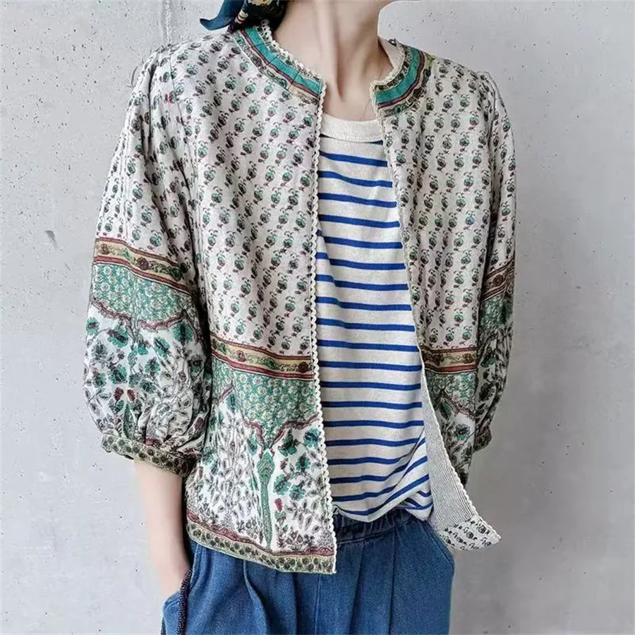 Elegant Bohemian Style round Neck Bubble Sleeve Printed Jacket Half Sleeve Coat No Button Fastening Spring 2026 Women's Outer...
Elegant Bohemian Style round Neck Bubble Sleeve Printed Jacket Half Sleeve Coat No Button Fastening Spring 2026 Women's Outer...