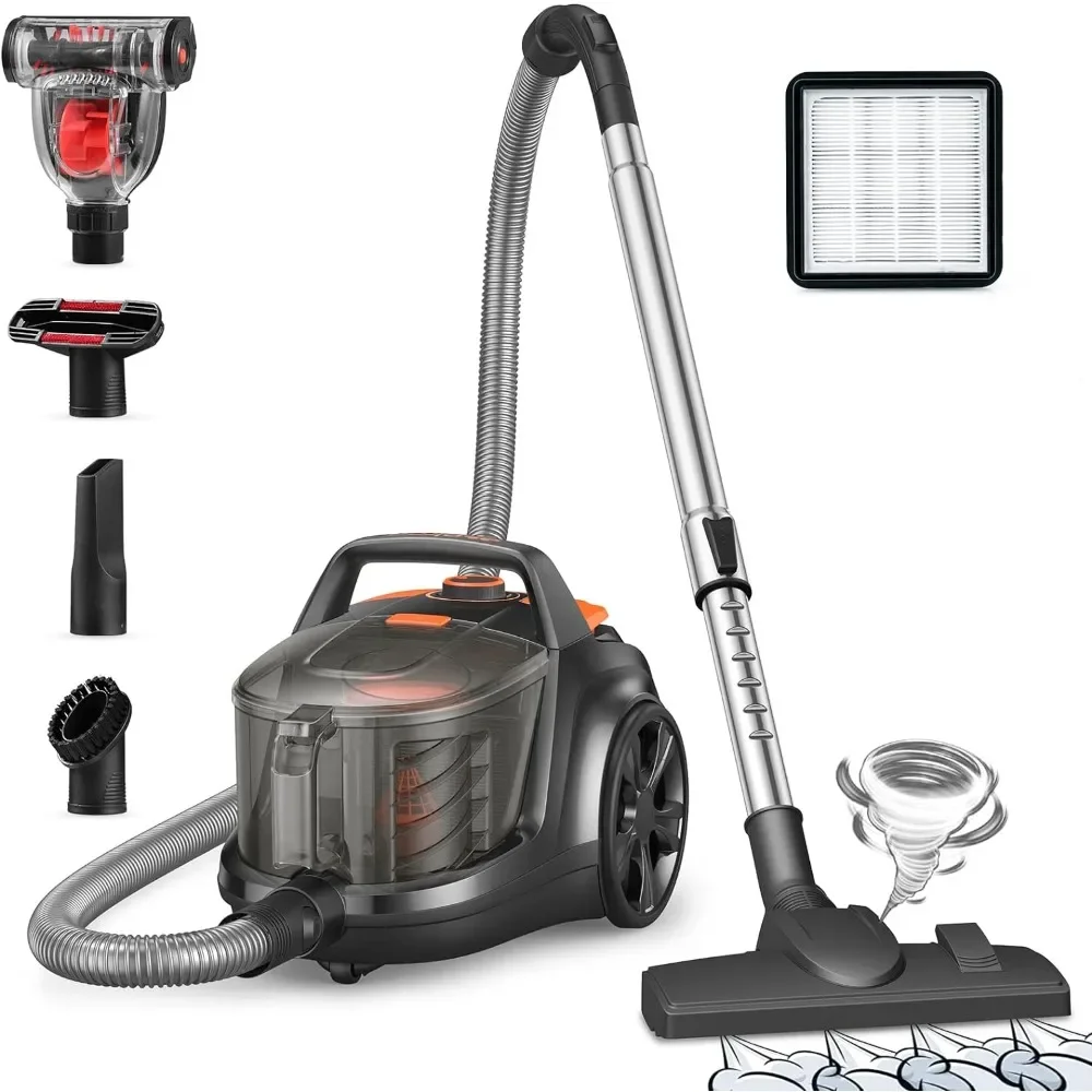 Canister Vacuum Cleaner, 1200W Lightweight Bagless Vacuum Cleaner, 3.7QT Capacity, Automatic Cord Rewind, 5 Tools
Canister Vacuum Cleaner, 1200W Lightweight Bagless Vacuum Cleaner, 3.7QT Capacity, Automatic Cord Rewind, 5 Tools