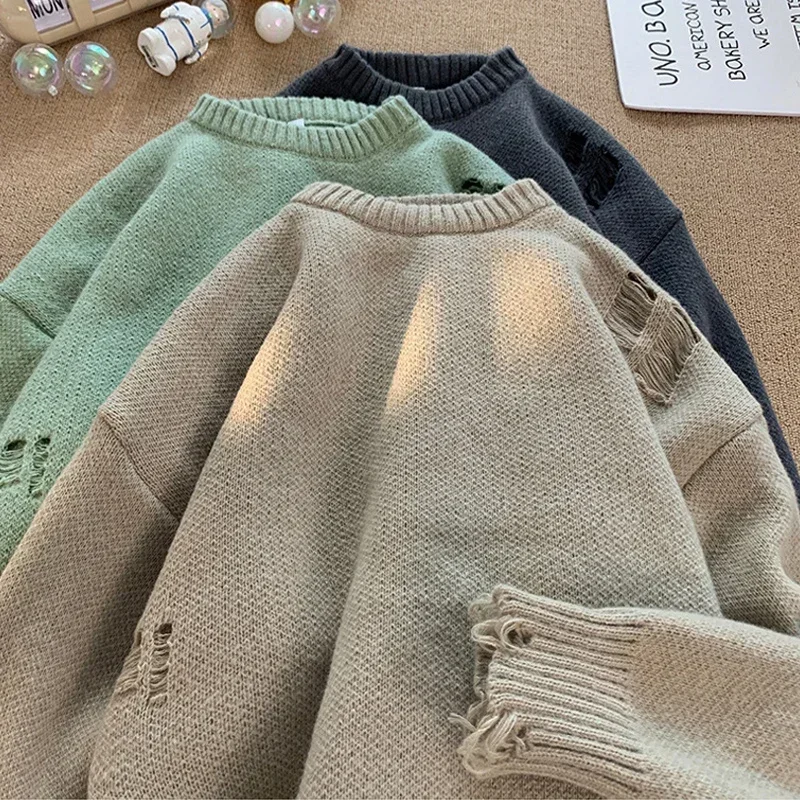 TFETTERS Brand Sweaters 2025 Man Autumn Winter O Neck Ripped Vintage Loose Casual Knit Pullover Male Streetwear Male Clothes
TFETTERS Brand Sweaters 2025 Man Autumn Winter O Neck Ripped Vintage Loose Casual Knit Pullover Male Streetwear Male Clothes