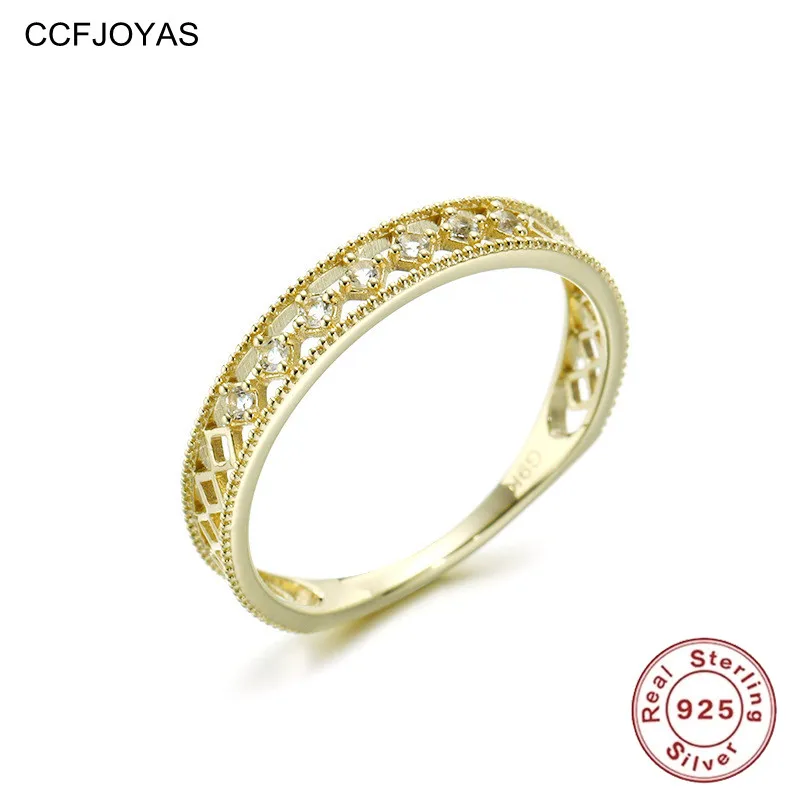 CCFJOYAS 925 Sterling Silver Retro Hollow Geometric Ring White Crystal Zircon 14k Gold Plated Wedding Fine Jewelry Wholesale
CCFJOYAS 925 Sterling Silver Retro Hollow Geometric Ring White Crystal Zircon 14k Gold Plated Wedding Fine Jewelry Wholesale