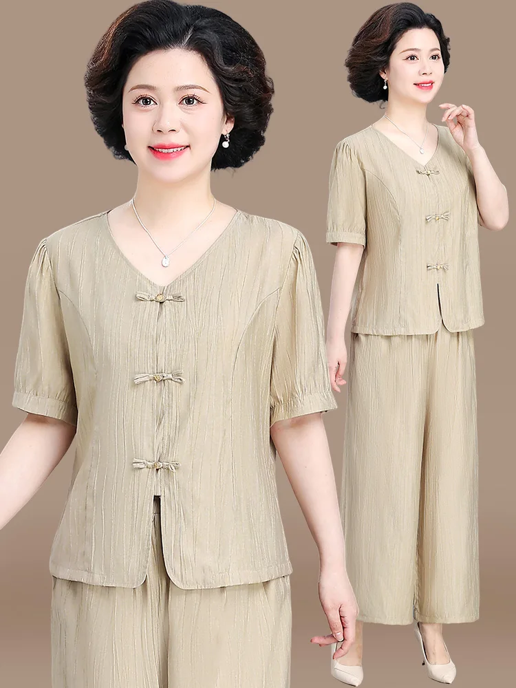 Новый китайский хлопково-льняной комплект из двух предметов: топ с коротким рукавом и элегантная рубашка для женщин среднего и старшего возраста, летняя мода
Новый китайский хлопково-льняной комплект из двух предметов: топ с коротким рукавом и элегантная рубашка для женщин среднего и старшего возраста, летняя мода