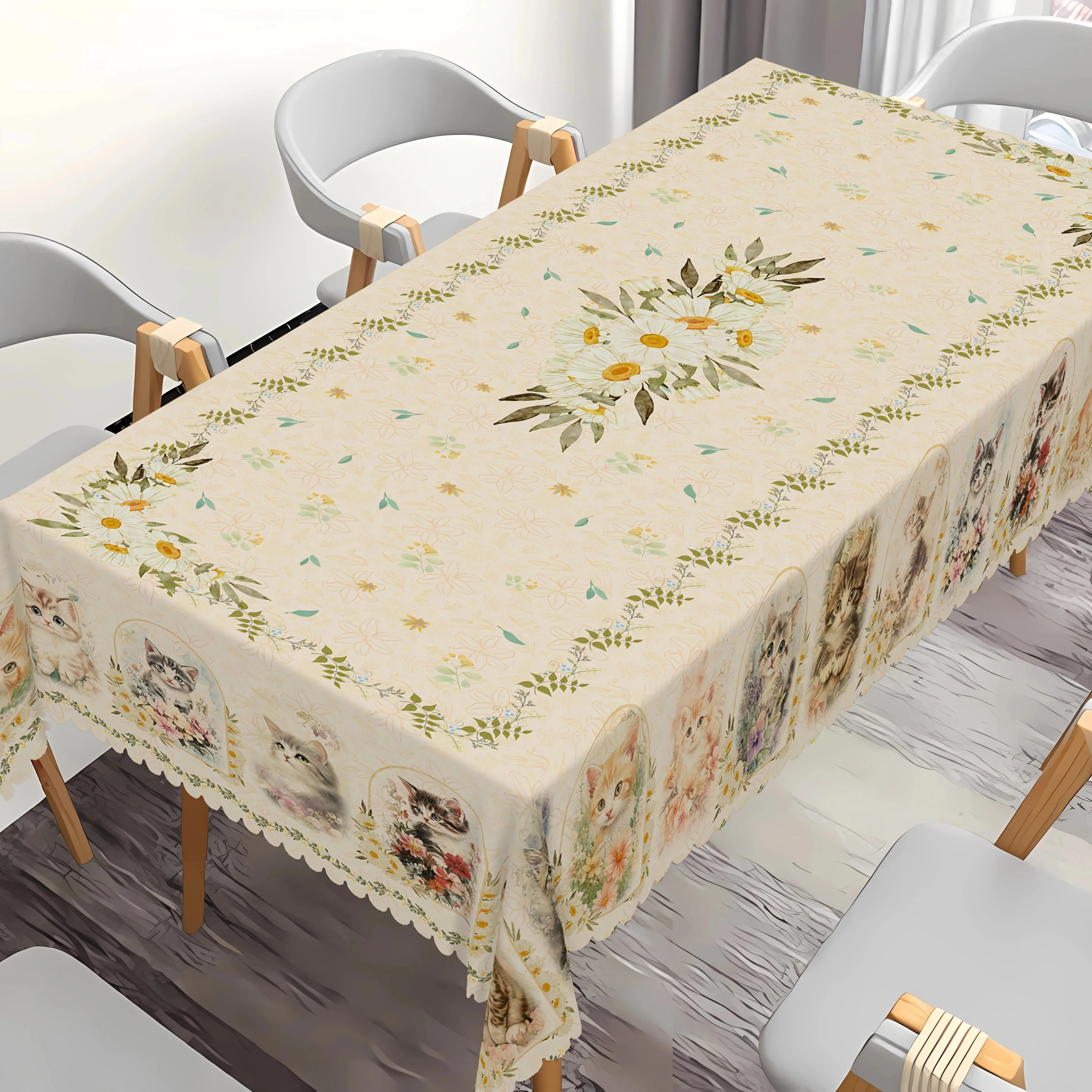Cute Cat Floral Tablecloth Waterproof Polyester 2D Flat Printed Table Cover For Dining Room Kitchen Home Decor Spring Summer
Cute Cat Floral Tablecloth Waterproof Polyester 2D Flat Printed Table Cover For Dining Room Kitchen Home Decor Spring Summer