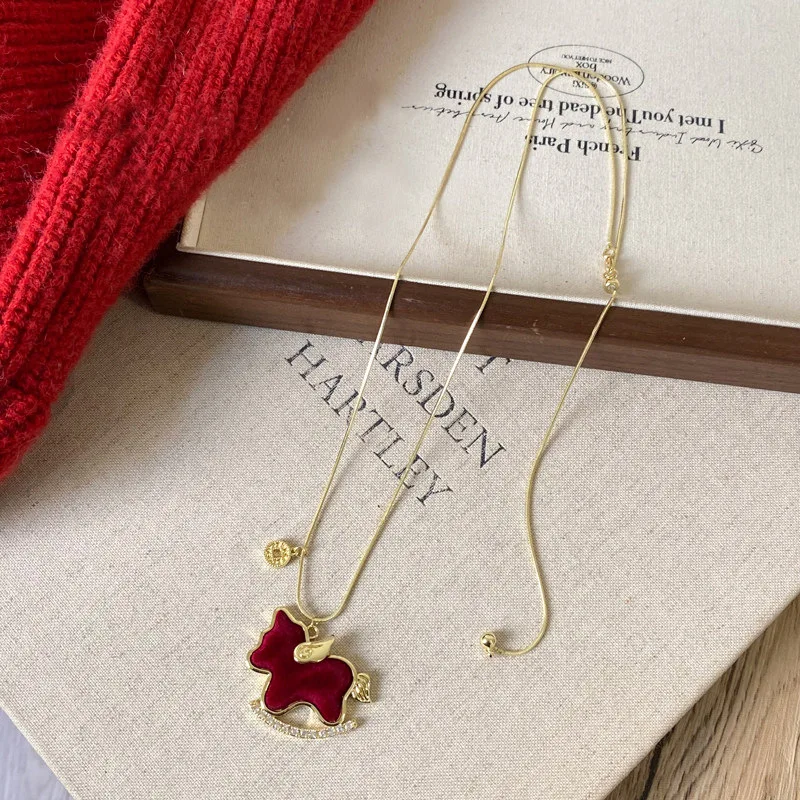 Long Velvet Pony Necklace Red Color Plush Horse Pendant Titanium Steel Chain Lightweight Premium Winter Sweater Jewelry
Long Velvet Pony Necklace Red Color Plush Horse Pendant Titanium Steel Chain Lightweight Premium Winter Sweater Jewelry