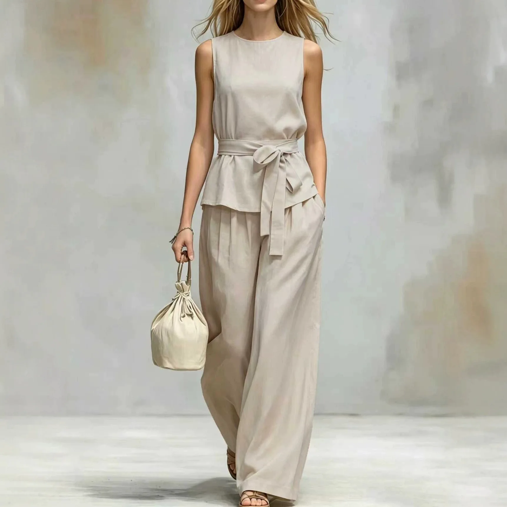 Sleeveless Matching Set Women Spring Summer Tank Top Blouse Belted Pants Jumpsuit Casual Streetwear Vacation Outfit Clothes
Sleeveless Matching Set Women Spring Summer Tank Top Blouse Belted Pants Jumpsuit Casual Streetwear Vacation Outfit Clothes