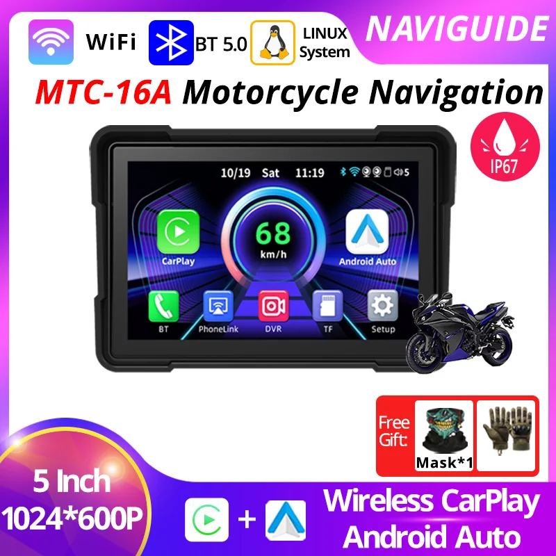 NAVIGUIDE 5 inch MTC-16A Carplay Display Screen Portable Motorcycle Android Auto 1024*600 WIFI BT MOTO Navigation Speed IP67
NAVIGUIDE 5 inch MTC-16A Carplay Display Screen Portable Motorcycle Android Auto 1024*600 WIFI BT MOTO Navigation Speed IP67