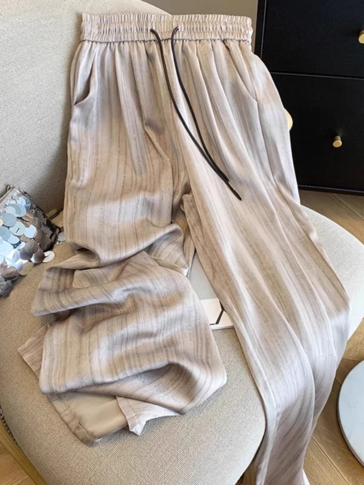 Ice Silk Satin Wide Leg Pants Women Summer Thin Straight Drape Slimming Casual Trousers Trendy High Waist Nine Points Long
Ice Silk Satin Wide Leg Pants Women Summer Thin Straight Drape Slimming Casual Trousers Trendy High Waist Nine Points Long