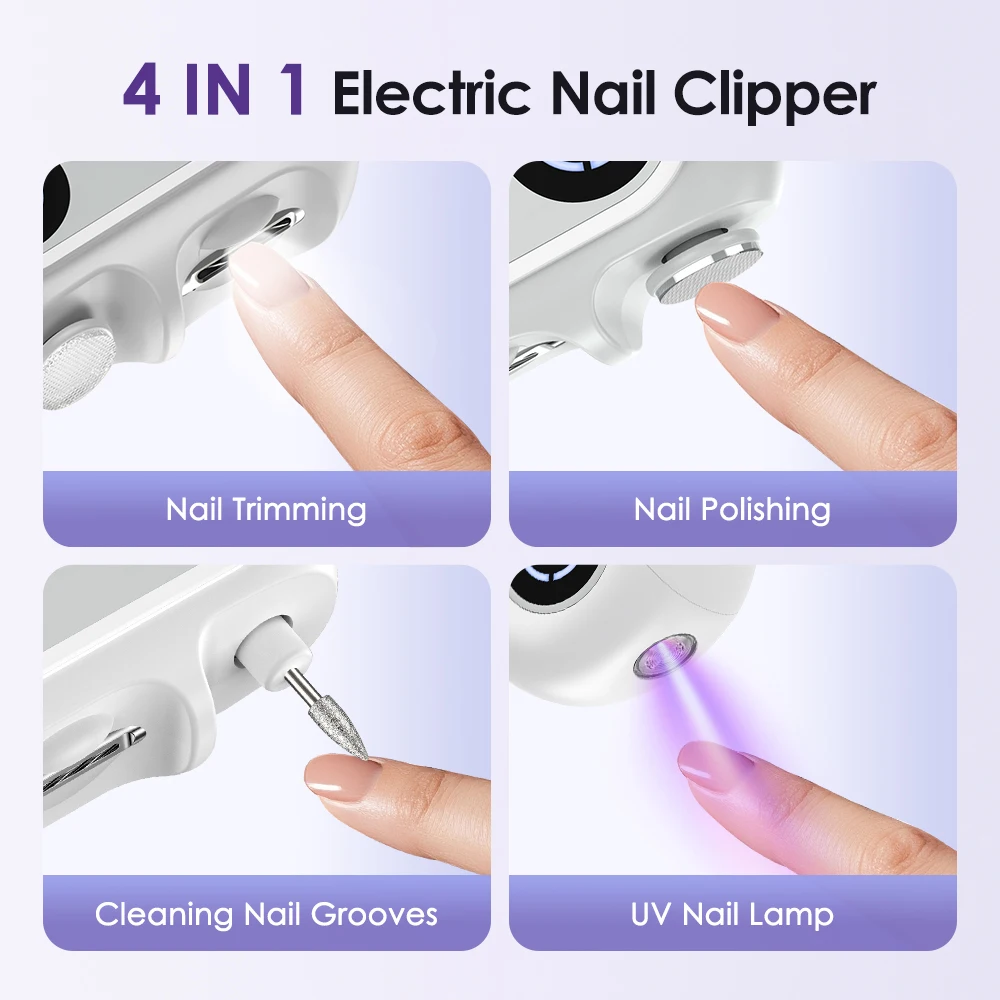 4 in 1 Electric Nail Clipper Automatic Nail Trimmer Polisher with UV Nail Lamp Fingernail Cutter Nail Manicure Set for Kid Adult
4 in 1 Electric Nail Clipper Automatic Nail Trimmer Polisher with UV Nail Lamp Fingernail Cutter Nail Manicure Set for Kid Adult