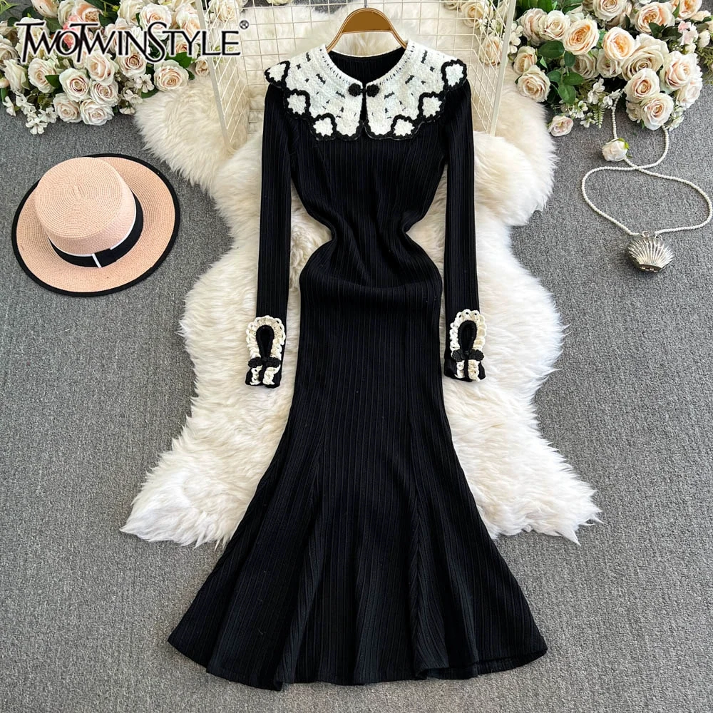 TWOTWINSTYLE New Colorblock Embroidery Elegant Dresses For Women O Neck Long Sleeve Casual Midi Dress Female Fashion KDR518170
TWOTWINSTYLE New Colorblock Embroidery Elegant Dresses For Women O Neck Long Sleeve Casual Midi Dress Female Fashion KDR518170