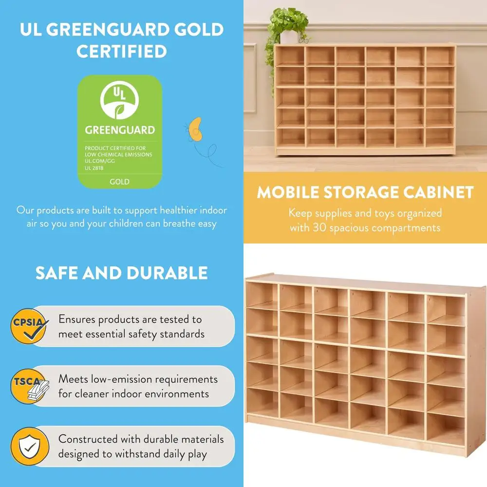 5-Tier Natural Wooden Storage Cabinet for Toys, 30-Compartment, 5x6 Dimensions
5-Tier Natural Wooden Storage Cabinet for Toys, 30-Compartment, 5x6 Dimensions