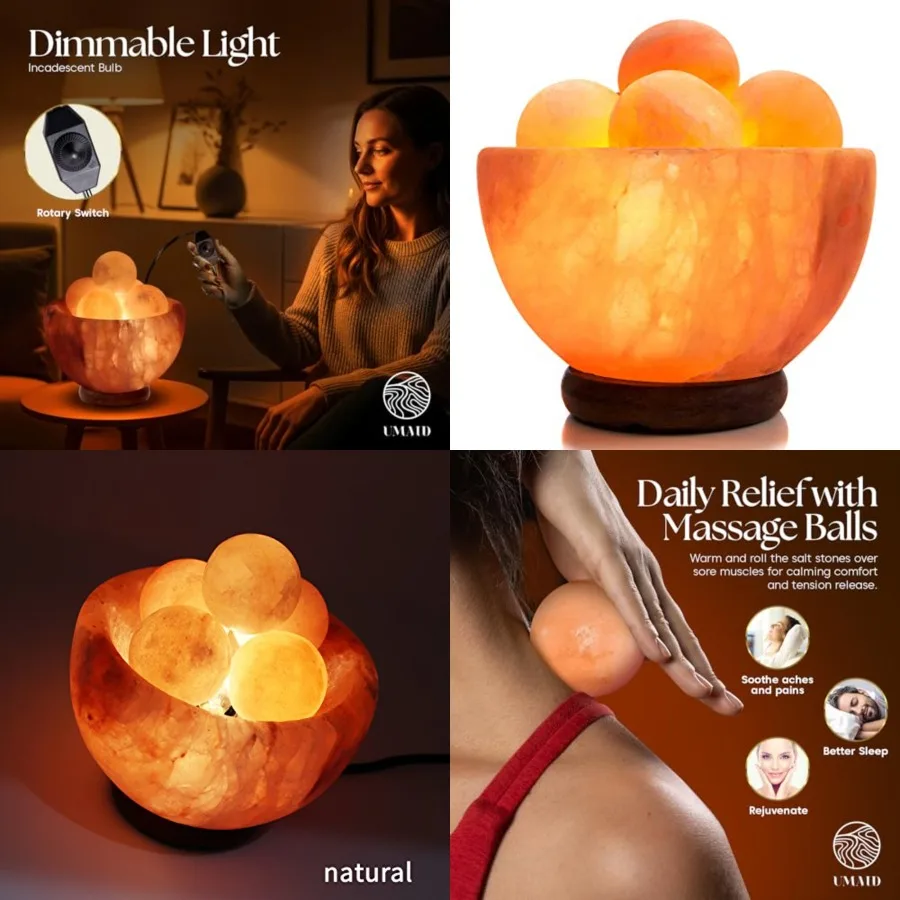 Himalayan Salt Lamp with 6 Himalayan Balls, Dimmable Pink Rock Salt Lamp Light for Bedroom, Office Desk and Meditation Room, Un
Himalayan Salt Lamp with 6 Himalayan Balls, Dimmable Pink Rock Salt Lamp Light for Bedroom, Office Desk and Meditation Room, Un