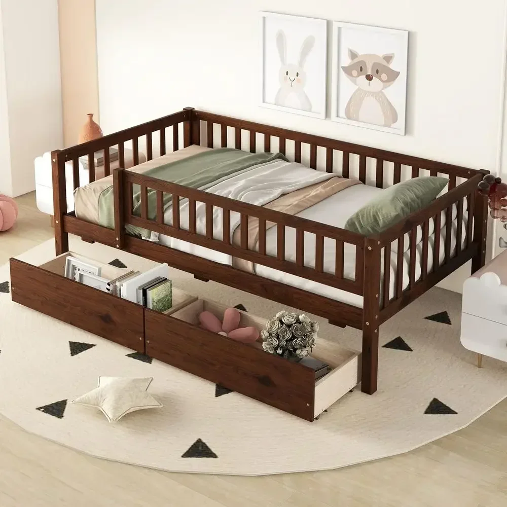 Twin Size Daybed with Storage Drawers, Wood Platform Bed for Kids, No Box Spring Needed, Easy Assembly, Walnut Finish
Twin Size Daybed with Storage Drawers, Wood Platform Bed for Kids, No Box Spring Needed, Easy Assembly, Walnut Finish