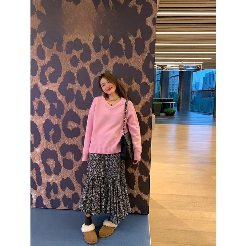 Pink Women's Sweater V-Ne Design Knitted Base Layer Top Autumn Winter New Sle Commute Pure Color Cotton Blend Long Sve
Pink Women's Sweater V-Ne Design Knitted Base Layer Top Autumn Winter New Sle Commute Pure Color Cotton Blend Long Sve