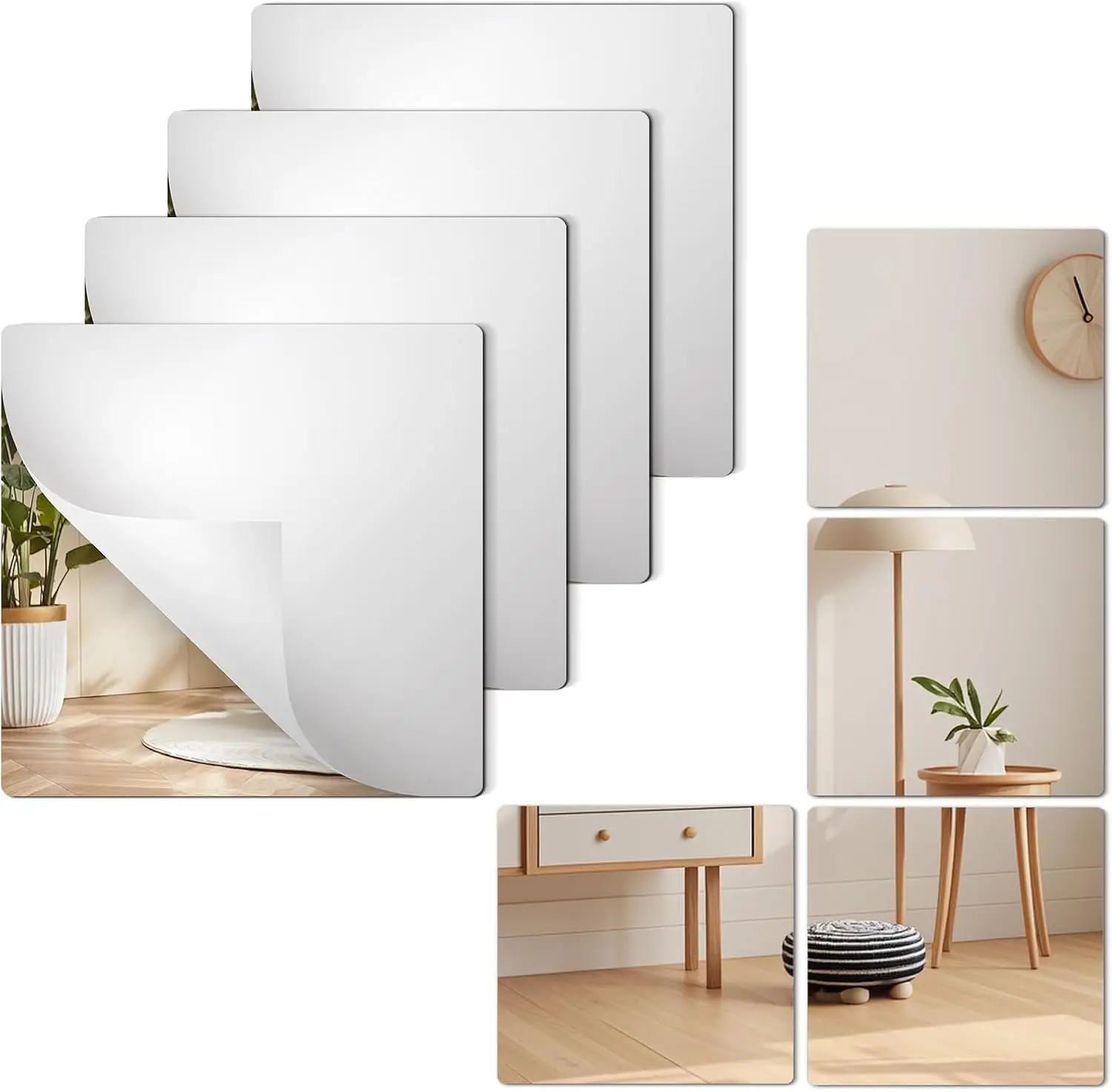 Set of 4 Unbreakable Acrylic Mirror Tiles Self Adhesive 8x8 Inches for Home Bathroom Bedroom Gym Closet
Set of 4 Unbreakable Acrylic Mirror Tiles Self Adhesive 8x8 Inches for Home Bathroom Bedroom Gym Closet