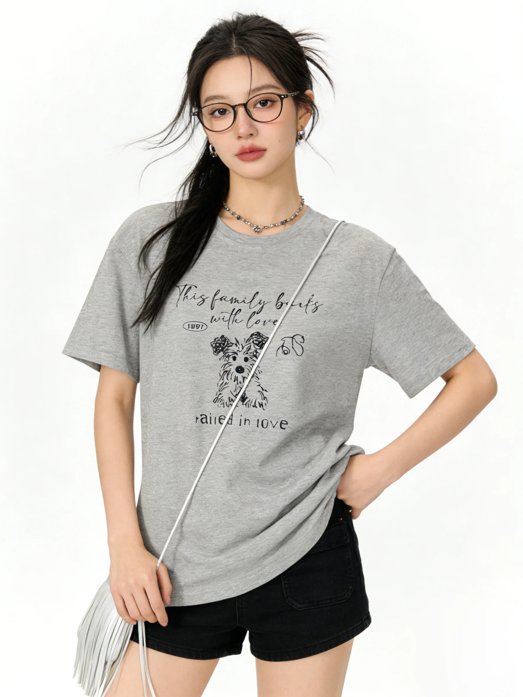 Laid-back Korean Style Short Sleeve T-shirt Women's Summer New Casual Loose Anti-aging Top Versatile Dog Letter Print Tee
Laid-back Korean Style Short Sleeve T-shirt Women's Summer New Casual Loose Anti-aging Top Versatile Dog Letter Print Tee