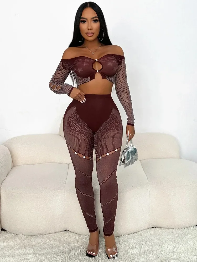 Leosoxs Sexy Thick Women 2Piece Set Chic Hollow Rhinestones Slash Neck Crop Tops+Patchwork Leggings Stretch Matching Clubwear
Leosoxs Sexy Thick Women 2Piece Set Chic Hollow Rhinestones Slash Neck Crop Tops+Patchwork Leggings Stretch Matching Clubwear