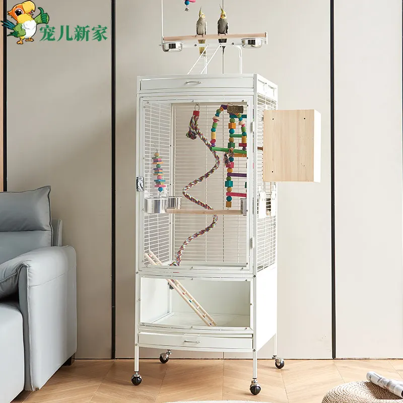 Transparent acrylic splash-proof large bird cage parrot luxury villa metal oversized breeding cage horizontal silk
Transparent acrylic splash-proof large bird cage parrot luxury villa metal oversized breeding cage horizontal silk