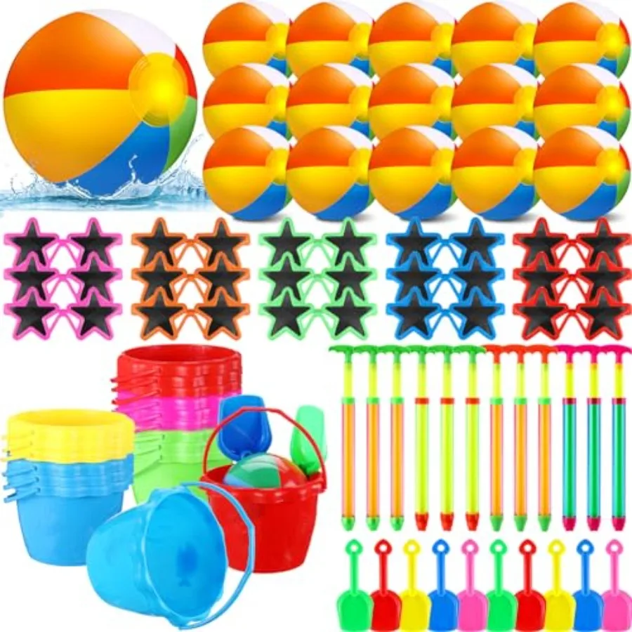 End of Year Students Gift: 75 Pcs Beach Pool Party Favors SetPlastic Sand Buckets Shovels, Neon Plastic Sunglasses, PVC Inflata
End of Year Students Gift: 75 Pcs Beach Pool Party Favors SetPlastic Sand Buckets Shovels, Neon Plastic Sunglasses, PVC Inflata