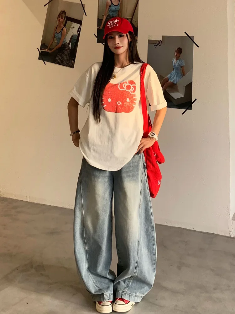 Summer Sweet Lazy Casual Stberry Kit Print ort Sve T-irt Women Loose Top Cotton Comfortable round Ne Tee
Summer Sweet Lazy Casual Stberry Kit Print ort Sve T-irt Women Loose Top Cotton Comfortable round Ne Tee