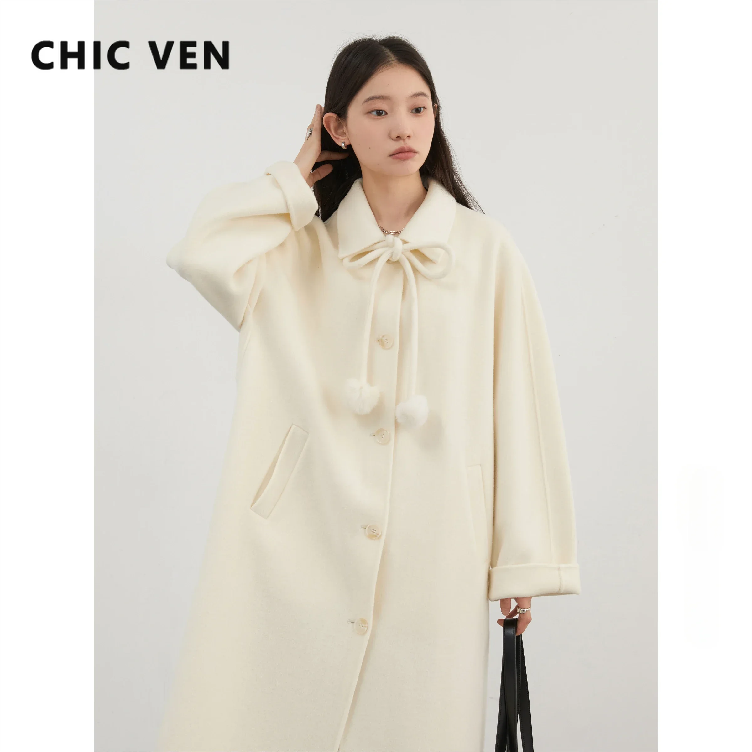 CHIC VEN Korean Women's 100% Wool Coat White Loose Solid Single Breasted Female Long Double-sided Overcoat Autumn Winter 2024
CHIC VEN Korean Women's 100% Wool Coat White Loose Solid Single Breasted Female Long Double-sided Overcoat Autumn Winter 2024