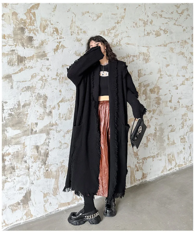 Long Cardigan Sweater For Womens Tassel Design Fringe Ins Beautiful Knitted Chic Fashionable Leisure Temperament Solid Vintage
Long Cardigan Sweater For Womens Tassel Design Fringe Ins Beautiful Knitted Chic Fashionable Leisure Temperament Solid Vintage