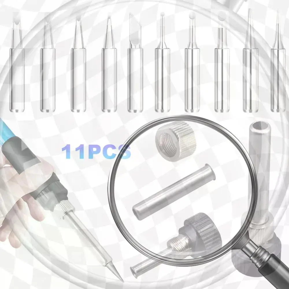 11 Pcs Solder Iron Tip with Welding Sleeve 900M Lead-Free Replaceable Soldering Tip Welding Tips Head for Soldering Station
11 Pcs Solder Iron Tip with Welding Sleeve 900M Lead-Free Replaceable Soldering Tip Welding Tips Head for Soldering Station