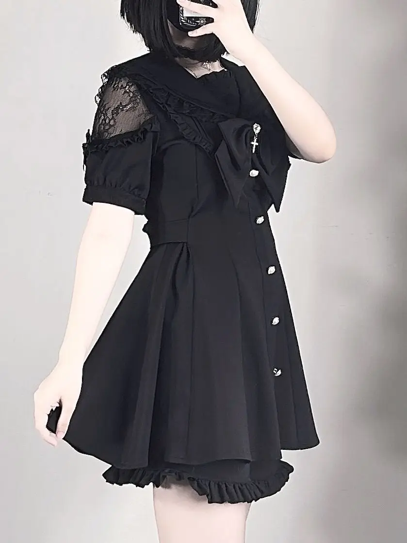 Women's Mine Lolita Dress Jirai Kei Gothic Vintage Elegant Cute School Girl Fashion Short Sleeve Japanese Sweet Y2k Clothing
Women's Mine Lolita Dress Jirai Kei Gothic Vintage Elegant Cute School Girl Fashion Short Sleeve Japanese Sweet Y2k Clothing
