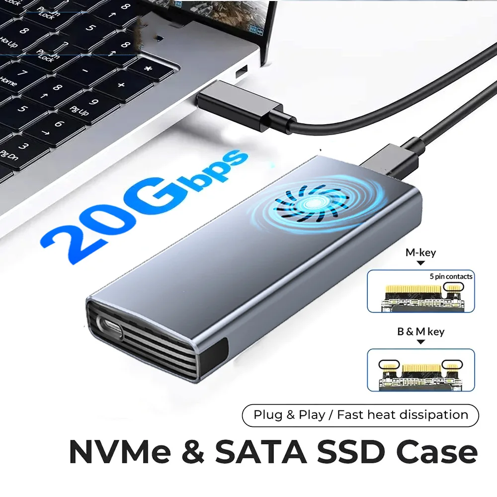 Корпус M2 SSD 20 Гбит/с Адаптер корпуса M.2 NVMe SATA SSD Внешний корпус USB 3.2 USB C Поддержка клавиш M и B&M с охлаждающим вентилятором
Корпус M2 SSD 20 Гбит/с Адаптер корпуса M.2 NVMe SATA SSD Внешний корпус USB 3.2 USB C Поддержка клавиш M и B&M с охлаждающим вентилятором