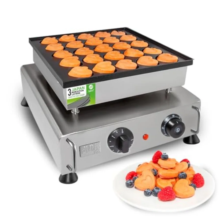 Mini Dutch Pancake Maker for home and commercial use, aluminum alloy body, black color, non-stick plates and fast heating
Mini Dutch Pancake Maker for home and commercial use, aluminum alloy body, black color, non-stick plates and fast heating