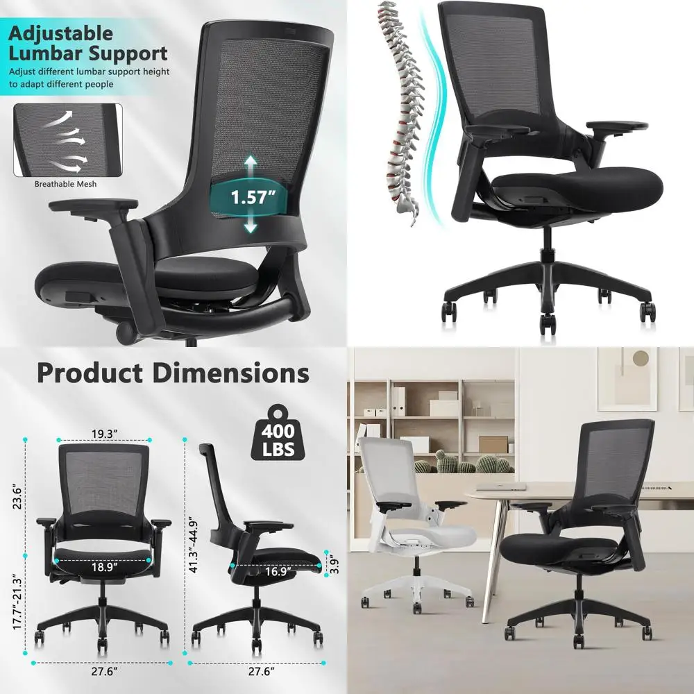 Ergonomic Adjustable Mesh Chair with 3D Armrests and Lumbar Support for Office or Home Use
Ergonomic Adjustable Mesh Chair with 3D Armrests and Lumbar Support for Office or Home Use