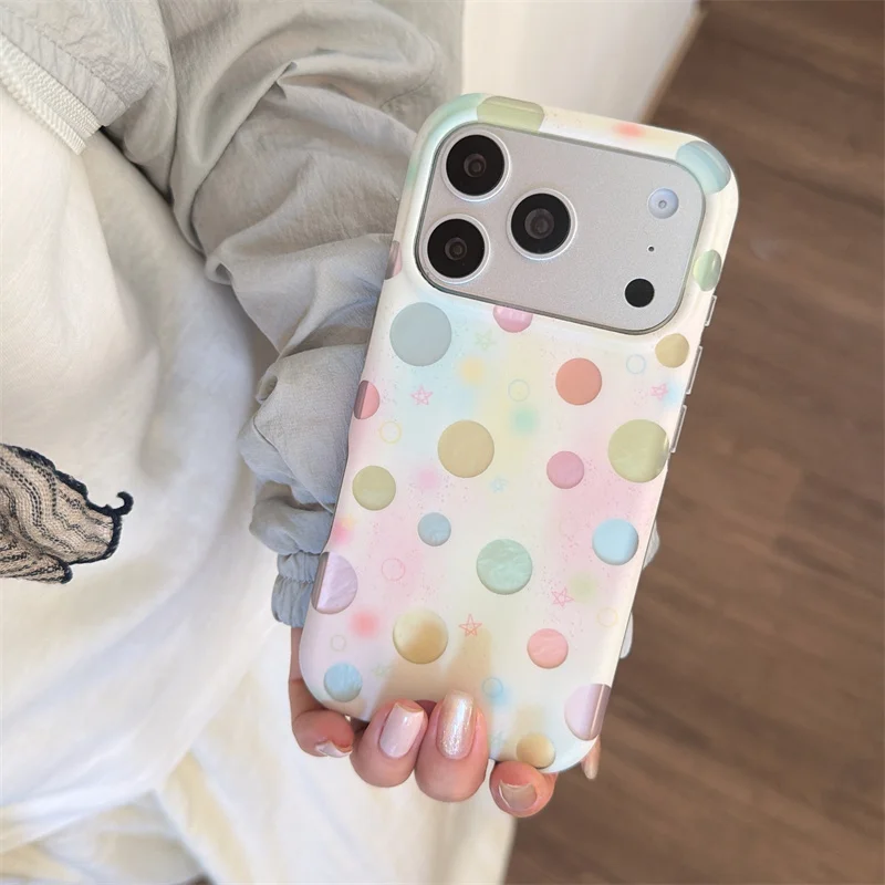 Fashion Cute Korea Pastel Gradient Polka Dot Print Phone Case For iPhone 17 16 15 Pro Max Shockproof Protective Cover Cute Style
Fashion Cute Korea Pastel Gradient Polka Dot Print Phone Case For iPhone 17 16 15 Pro Max Shockproof Protective Cover Cute Style