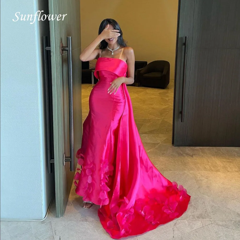 Sunflower Strapless Prom Gowns Appliques Mermaid Evening Dress Slim Satin Party Dress 2023 Floor-Length High-end Custom
Sunflower Strapless Prom Gowns Appliques Mermaid Evening Dress Slim Satin Party Dress 2023 Floor-Length High-end Custom