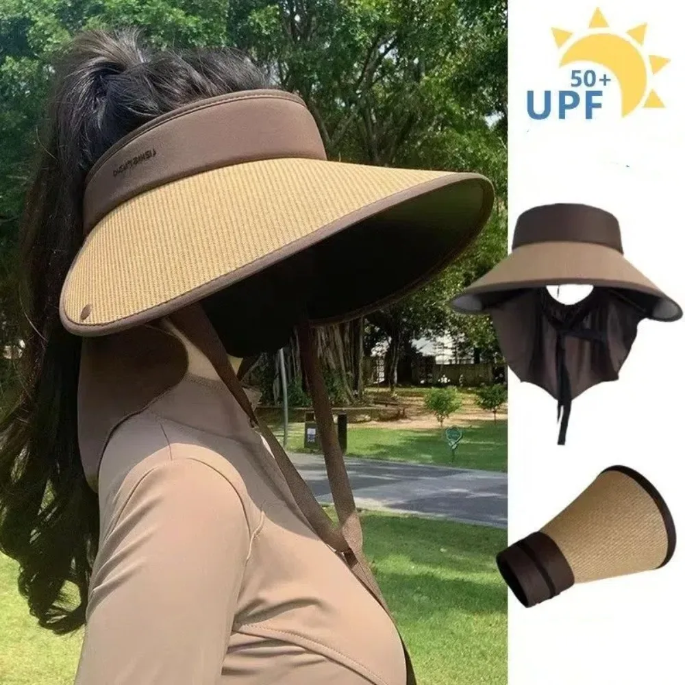 UV Protection Detachable Shawl Sunshade Hat Wide Brim Foldable Straw Cap UPF 50+ Adjustable Empty Top Sun Hat Outdoor 
UV Protection Detachable Shawl Sunshade Hat Wide Brim Foldable Straw Cap UPF 50+ Adjustable Empty Top Sun Hat Outdoor