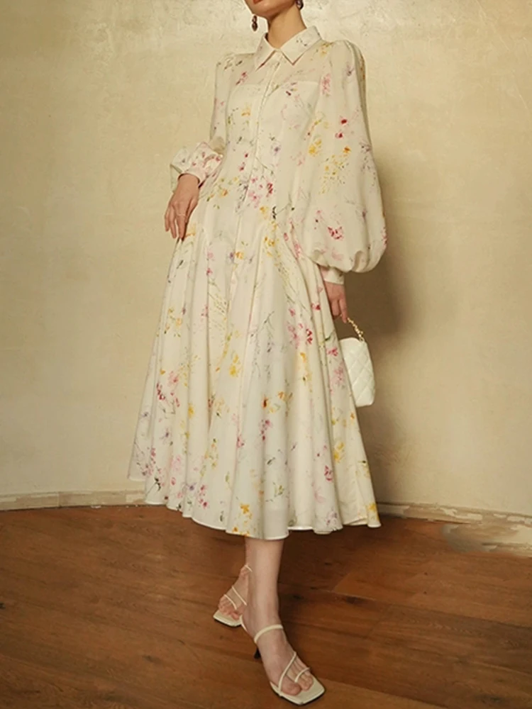 Retro printed lapel single-breasted pleated lace-up cinched waist dress 2025 Spring women's shirt dress loose puffy dress
Retro printed lapel single-breasted pleated lace-up cinched waist dress 2025 Spring women's shirt dress loose puffy dress