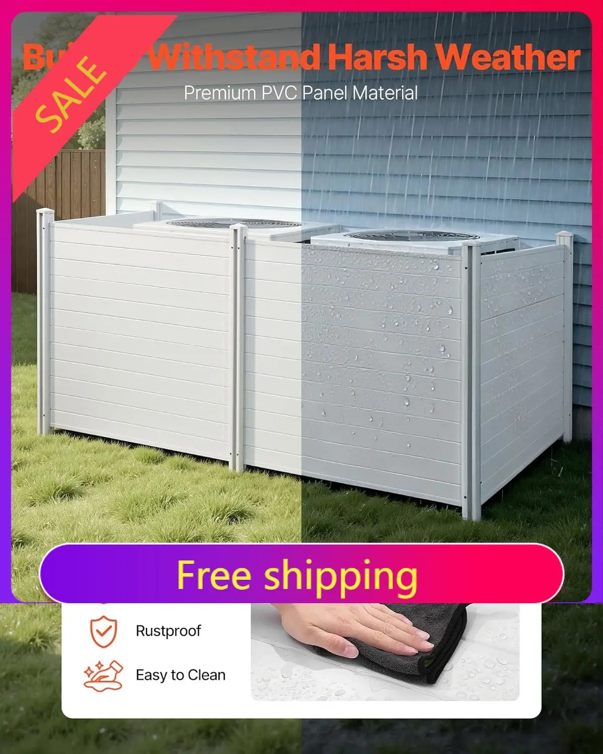 Outdoor Privacy Screens, 50" W x 50" H Air Conditioner Fence, Pool Equipment Enclosure, Horizontal Vinyl Privacy Fence, Perfect
Outdoor Privacy Screens, 50" W x 50" H Air Conditioner Fence, Pool Equipment Enclosure, Horizontal Vinyl Privacy Fence, Perfect