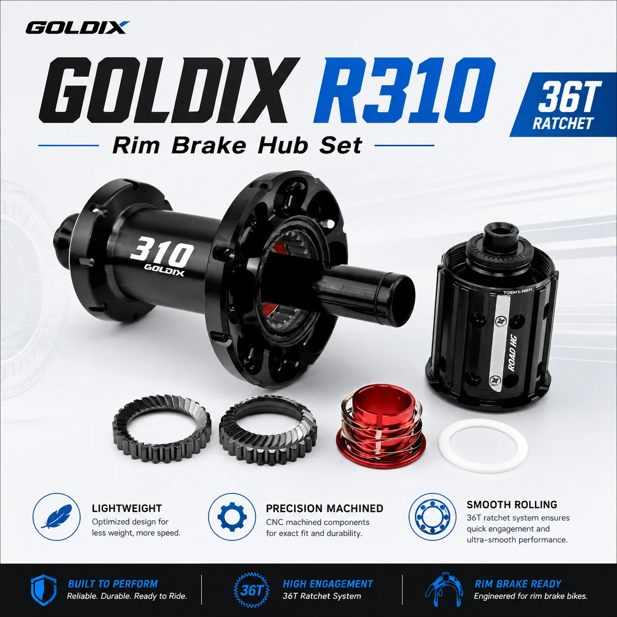 GOLDIX R310 Road Bike Hub 20/24H Rim Brake 36T Helical Ratchet 100x9/130x10 QR HG XDR 10-12 Speed Front Rear Bicycle Wheel Hub
GOLDIX R310 Road Bike Hub 20/24H Rim Brake 36T Helical Ratchet 100x9/130x10 QR HG XDR 10-12 Speed Front Rear Bicycle Wheel Hub