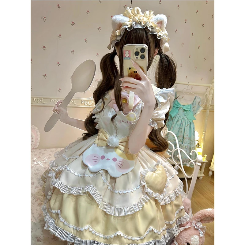 Summer New Sweet Lovely Yellow Lace Trim Knot Dress Apron Women Set Hanfu Style Fashionable Retro Clothing
Summer New Sweet Lovely Yellow Lace Trim Knot Dress Apron Women Set Hanfu Style Fashionable Retro Clothing