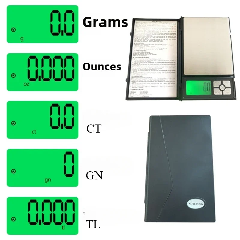 Precision Pocket Notebook Scale 500g 600g X 0.01g 2000g X 0.1g - Digital Gram Food Jewelry Ounces/Grains Scale w/ Lcd Backlight
Precision Pocket Notebook Scale 500g 600g X 0.01g 2000g X 0.1g - Digital Gram Food Jewelry Ounces/Grains Scale w/ Lcd Backlight