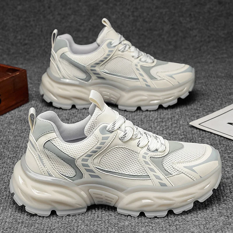 Fashion Color Block Dad Shoes For Men Mesh Spliced Leather Red Lining Heavy Cushion Thick Sole Lace Up Light Outdoor Trainers
Fashion Color Block Dad Shoes For Men Mesh Spliced Leather Red Lining Heavy Cushion Thick Sole Lace Up Light Outdoor Trainers
