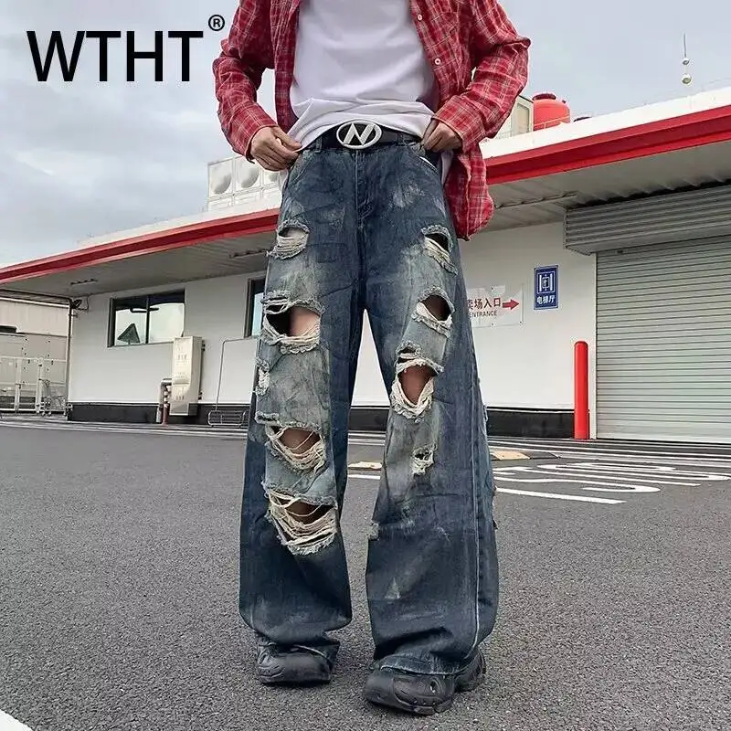 WTHT Vintage Men's Hole Burr Edge Wash Do Old Denim Pants Fashion High Street Wide Leg Loose Jeans Male 2026 Summer 2A3124
WTHT Vintage Men's Hole Burr Edge Wash Do Old Denim Pants Fashion High Street Wide Leg Loose Jeans Male 2026 Summer 2A3124