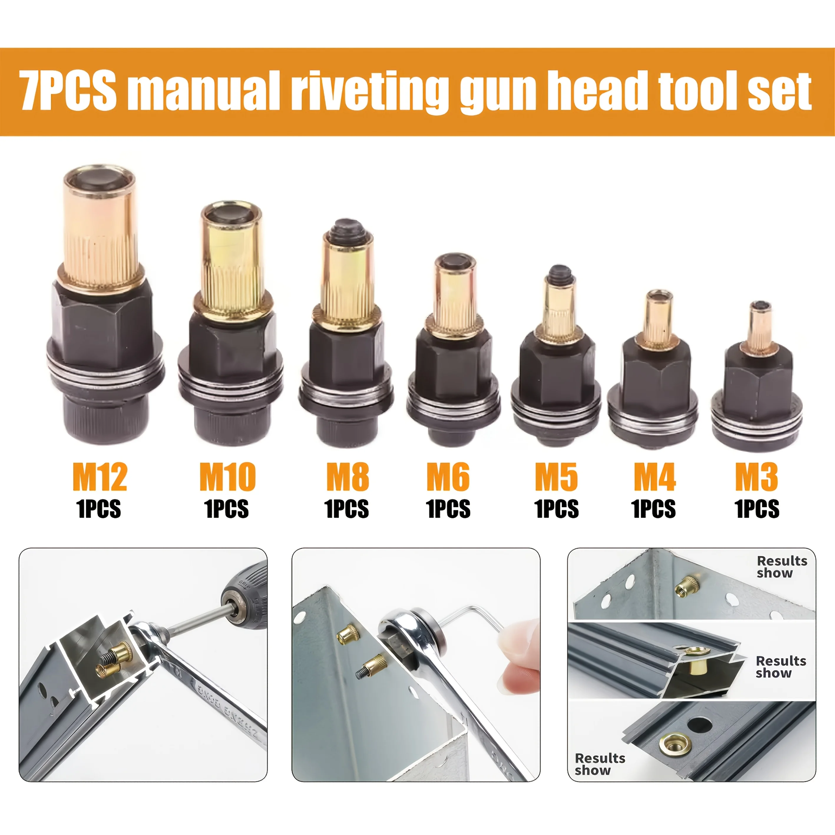 3-7pcs Manual Rivet Screw Riveter Rivet Nut Tool Adapter M3 M4 M5 M6 M8 M10 M12 Metal License Plate Simple Installation
3-7pcs Manual Rivet Screw Riveter Rivet Nut Tool Adapter M3 M4 M5 M6 M8 M10 M12 Metal License Plate Simple Installation