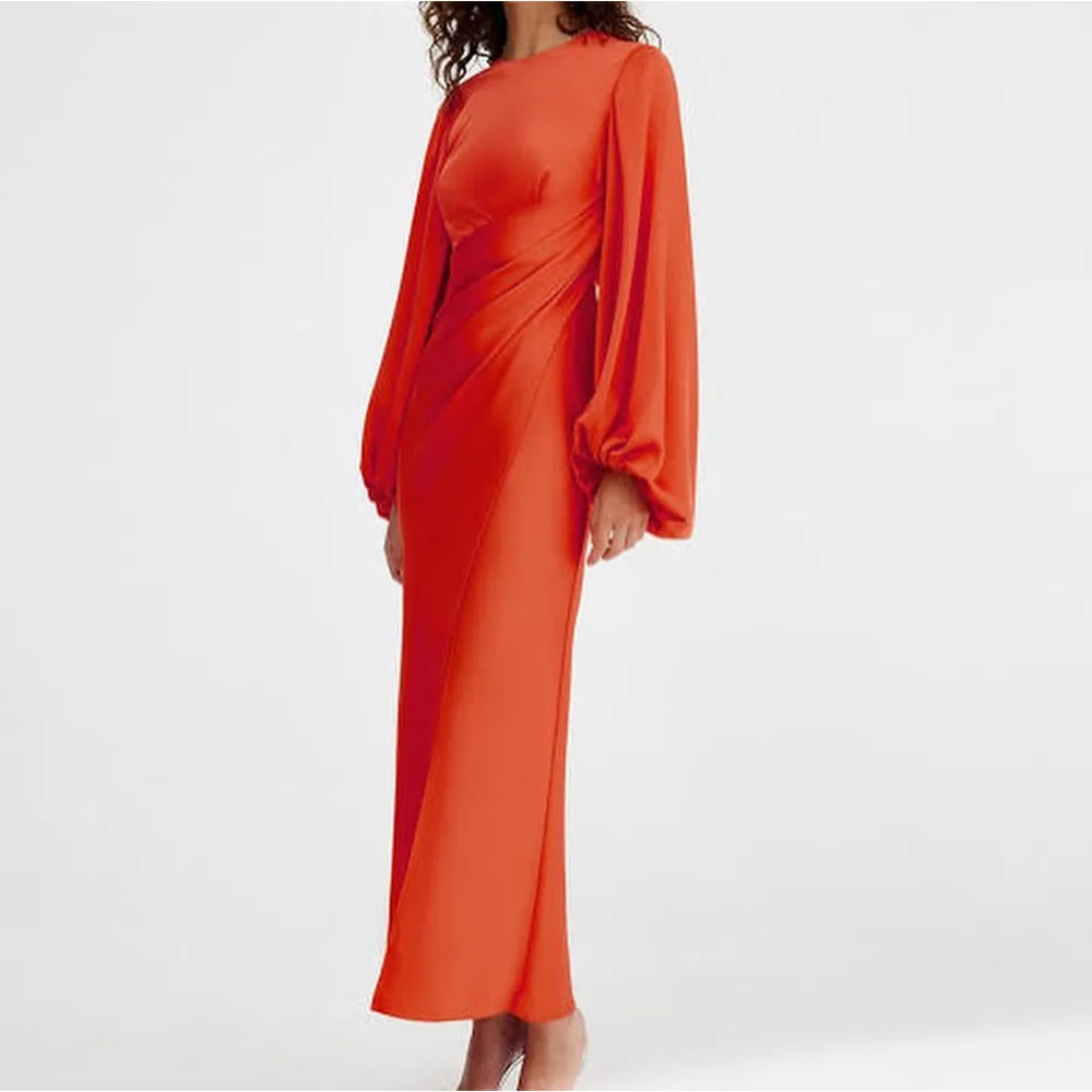 Modern Orange Women's Evening Gown Lantern Sleeves Evening Dress For Wedding Long Floor Length Slit Simple Formal Dresses2025
Modern Orange Women's Evening Gown Lantern Sleeves Evening Dress For Wedding Long Floor Length Slit Simple Formal Dresses2025